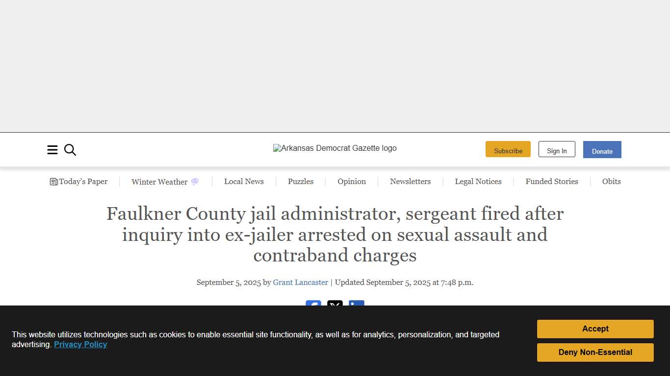 Faulkner County jail administrator, sergeant fired after inquiry into ex-jailer arrested on sexual assault and contraband charges The Arkansas Democrat-Gazette - Arkansas' Best News Source