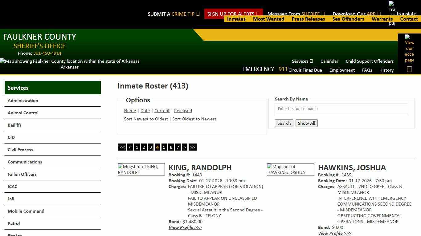 Inmate Roster - Page 4 Current Inmates Booking Date Descending - Faulkner County Sheriff's Office