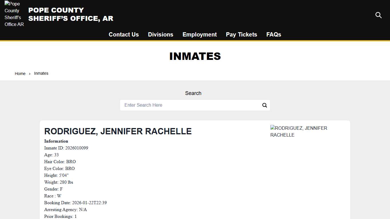 Inmates Pope County Sheriff’s Office AR